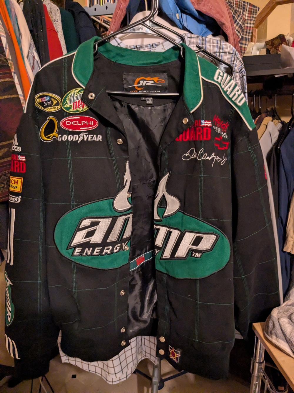 AMP Energy Black & Green Racing Bomber Jacket by AMP